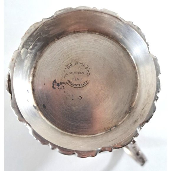 Antique Van Bergh Tea Service Quadruple Silver Plate Pot Creamer Sugar #15 - Picture 8 of 8